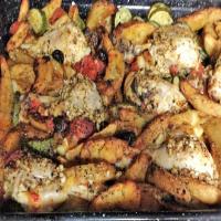 Tuscan Roast Chicken With Tomatoes, Zucchini and Olives image