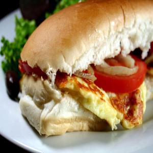 The Traditional Cyprus Sandwich With Halloumi, Onions and Tomato_image