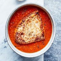Tomato soup with cheese & Marmite toast image