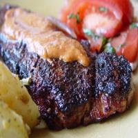 Spice-Crusted New York Strip Steaks With Mesa Grill Steak Sauce_image