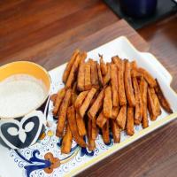 Oven-Baked Sweet Potato Fries with Homemade Ranch Dressing_image