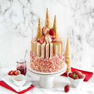 Strawberry Shortcake Ice Cream Sandwich Cake image