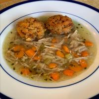 Delicious Turkey Soup with Deep-Fried Stuffing Balls image