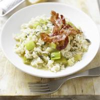 Leek & sage risotto with crisp bacon image