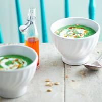 Supergreen soup with yogurt & pine nuts image