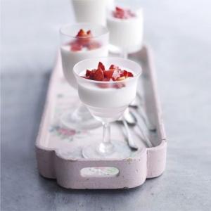 Fromage frais mousse with strawberry sauce image