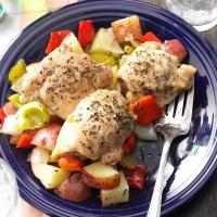 Roasted Chicken Thighs with Peppers & Potatoes image