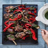 Grilled Lamb Chops and Peppers_image
