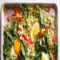 Sheet Pan Vegetable Hash with Eggs image