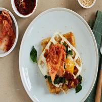 Waffled Rice and Eggs with Kimchi and Gochujang image