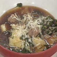 Pasta and Swiss Chard in Broth with Meatballs image