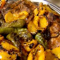 Grilled Pork Chops with Long Hots and Yellow Bell Peppers_image