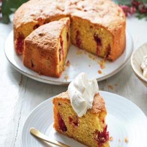 Cranberry & clementine polenta cake with zesty cinnamon cream_image