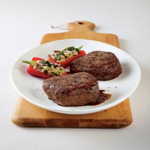 Petite Steaks with Wild Rice Baby Peppers image