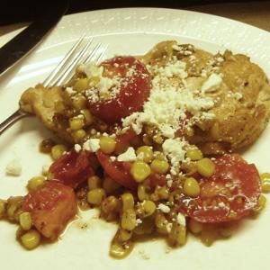 Greek Chicken With Warm Tomato-Corn Salad image