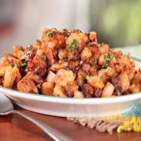 Yucca Hash Browns with Bacon, Onion and Lime-Cilantro Mojo_image