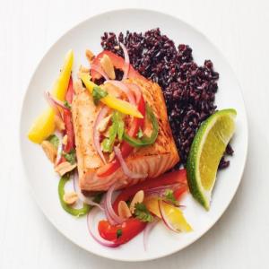 Salmon with Thai Vegetables and Black Rice_image