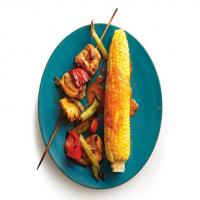 Buffalo Chicken Kebabs With Corn On The Cob image