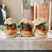 Chicken Sandwiches with Roasted Tomatoes and Pistachio Mint Pesto Recipe - (4.7/5)_image