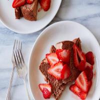 Chocolate Angel Food Cake with Strawberries image