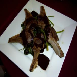 Bitter Chocolate Lamb Cutlets With Sauteed Spinach image