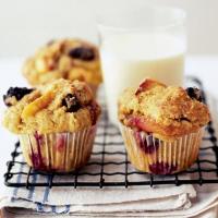Blueberry, peach & soured cream muffins image