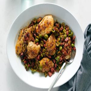 Seared Chicken With Salami and Olives image