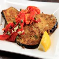 Eggplant Schnitzel and Roasted Peppers image