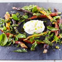 Roasted Carrots with Carrot-Top Pesto and Burrata image