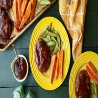 BBQ Meatloaf With Roasted Sweet Potatoes and Sugar Snap Peas image
