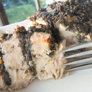 Grilled Stuffed Chicken With Olive and Caper Puree image