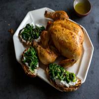 Grilled Roast Chicken With Spinach-Ricotta Crostini image