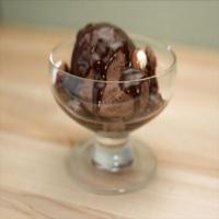 Chocolate Frozen Yogurt with Chunky Rocky Road Sauce image