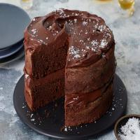 Salted Dark Chocolate Cake With Ganache Frosting image