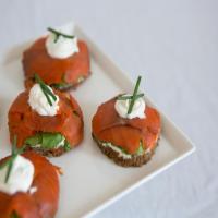 Open Face Smoked Salmon Finger Sandwiches with Herbed Horseradish Cream Cheese image