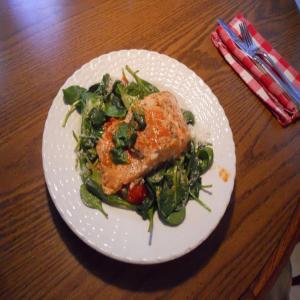 Pan Seared Salmon Warm Spinach Salad image