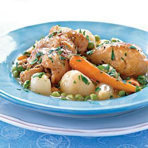 Braised Chicken with Baby Vegetables and Peas_image