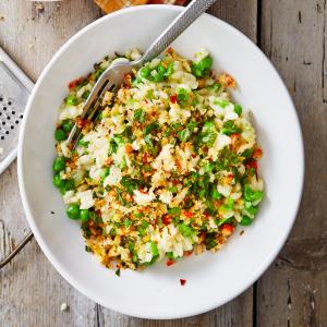 Easy peasy risotto with chilli & mint crumbs image