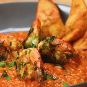 Jollof Risotto With Suya-Spiced Shrimp Recipe by Tasty image