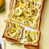 Lemon curd, mascarpone & passion fruit tart image