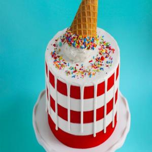 Melting Ice Cream Cone Cake image