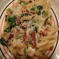 Penne With Bacon, Spinach, Asparagus and Mushrooms image