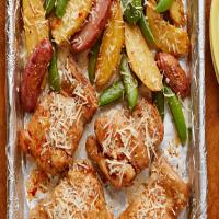 One-Pan Chicken and Potatoes with Snap Peas image