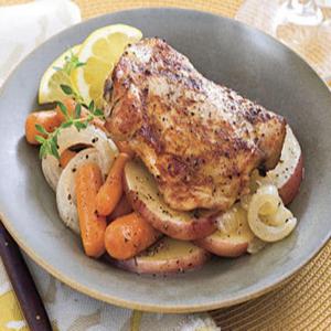 Slow Cooker Chicken Thighs, with Carrots, Onions & Potatoes_image