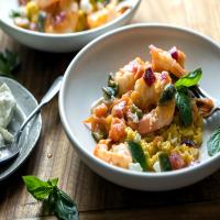 Shrimp With Creamed Corn and Feta image