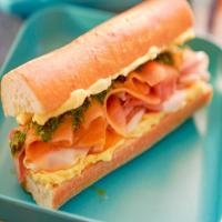 Prosciutto, Cantaloupe and Butter Sandwich with Basil Drizzle image