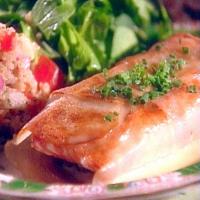 Potato-Crusted Alaskan Salmon with Arugula, Quinoa Salad and Lemon Beurre Blanc image