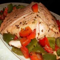 Steamed Salmon With Peppers_image
