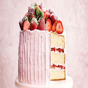 Vanilla Sponge Cake with Strawberry-Meringue Buttercream_image