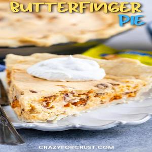 Easy Butterfinger Pie Recipe with peanut butter - Crazy for Crust_image